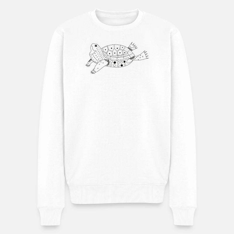 Illustration élégante de tortue de mer - Pull Premium bio Homme - blanc