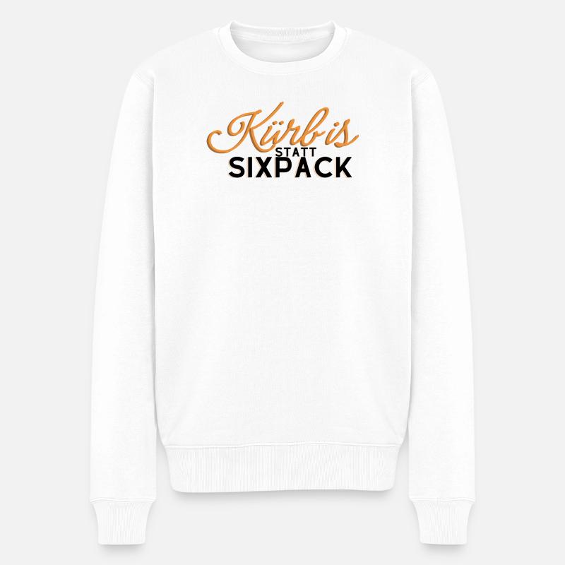 Kürbis statt Sixpack - Männer Premium Bio Pullover - Weiß
