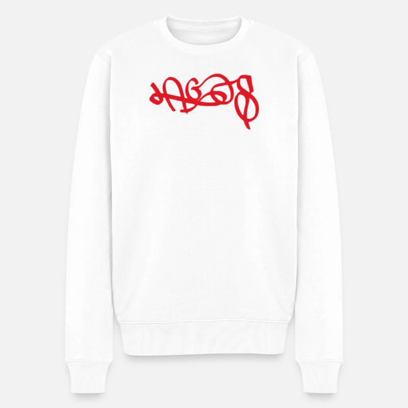 Rotes Lagos Graffiti  - Männer Premium Bio Pullover - Weiß