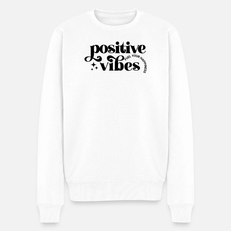 Les ondes positives alimentent le bonheur - Pull Premium bio Homme - blanc