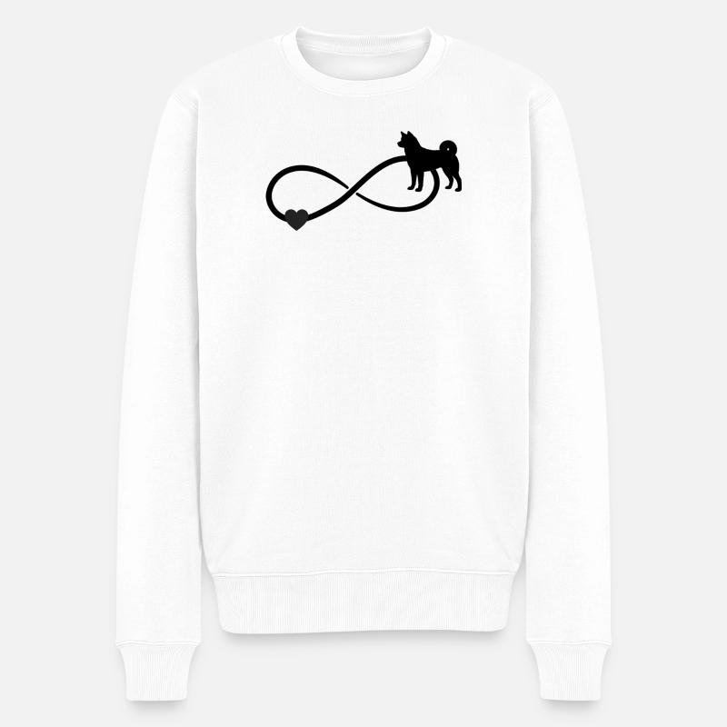 Akita Unendlichkeitszeichen Herz - Männer Premium Bio Pullover - Weiß