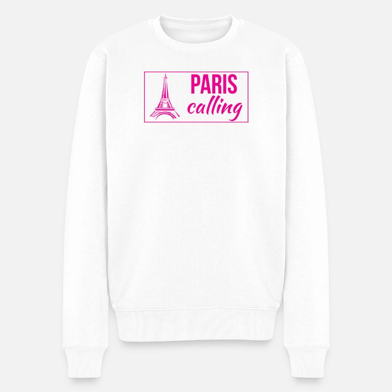 Paris Calling - Männer Premium Bio Pullover - Weiß