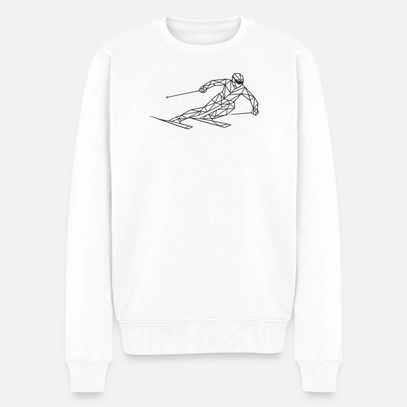 Geometrischer Skirennläufer - Männer Premium Bio Pullover - Weiß
