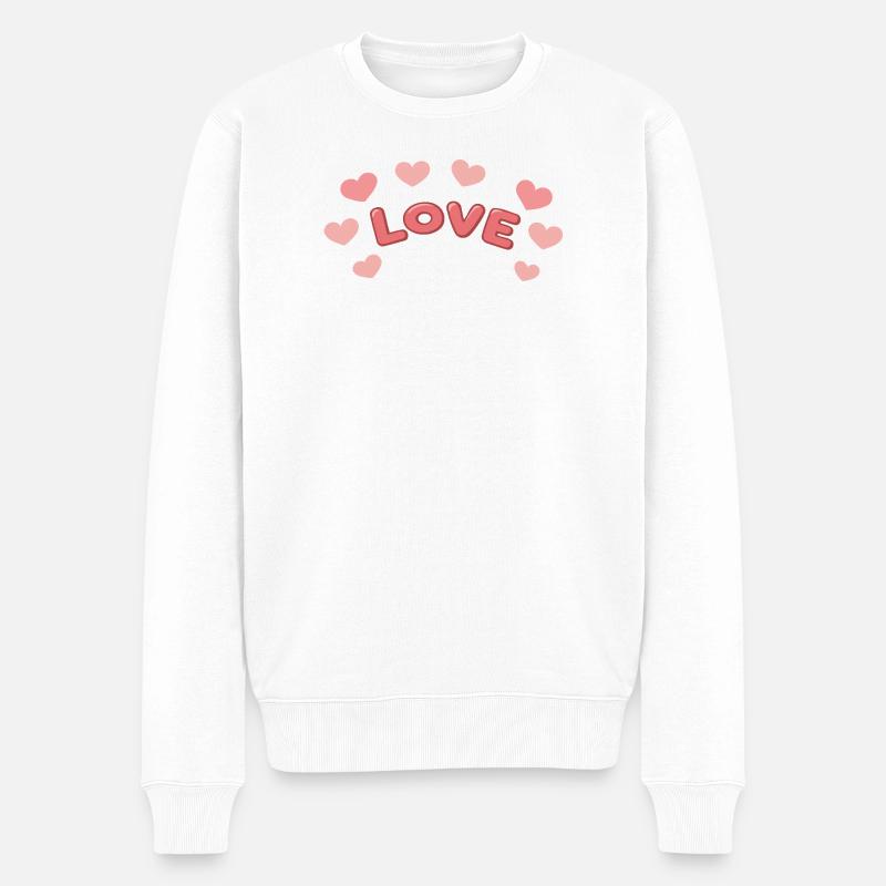 Liebe 3D-Briefe und Herzen - Männer Premium Bio Pullover - Weiß