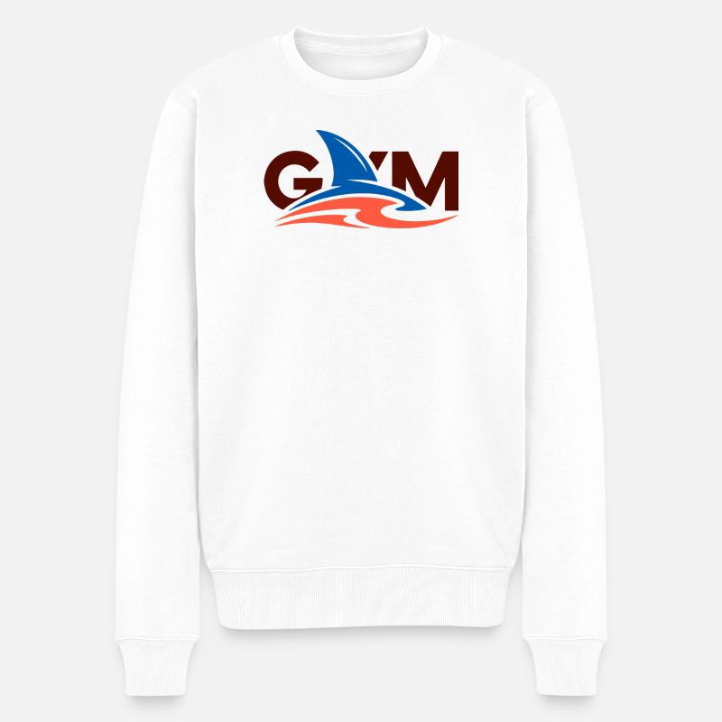 Wave Crest Gym-Logo - Männer Premium Bio Pullover - Weiß