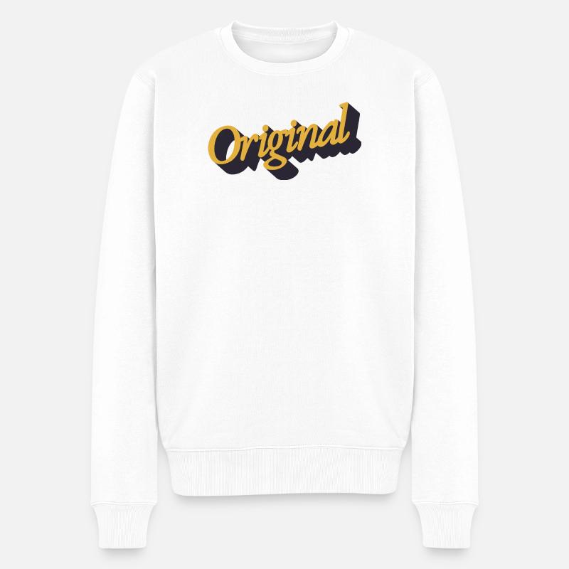 Original bogstav - Økologisk premium-sweatshirt til mænd - hvid