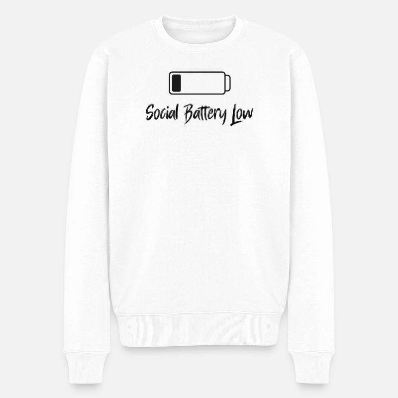 Social Battery Low - Männer Premium Bio Pullover - Weiß