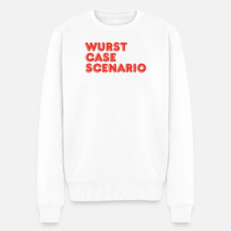 Wurst-Fall-Szenario Lustiges Wurst-BBQ-Wortspiel - Männer Premium Bio Pullover - Weiß