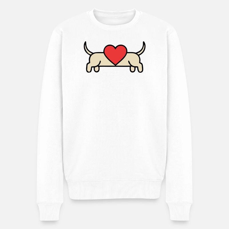Dackel Herz Liebe Hundemama - Männer Premium Bio Pullover - Weiß