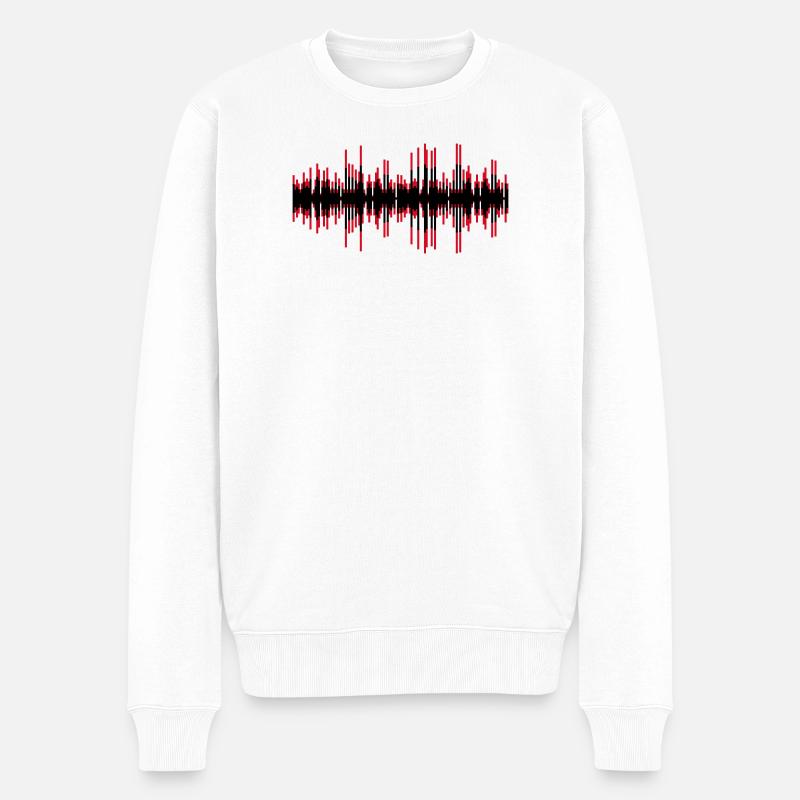Rote Pulswellen Audiospur - Männer Premium Bio Pullover - Weiß