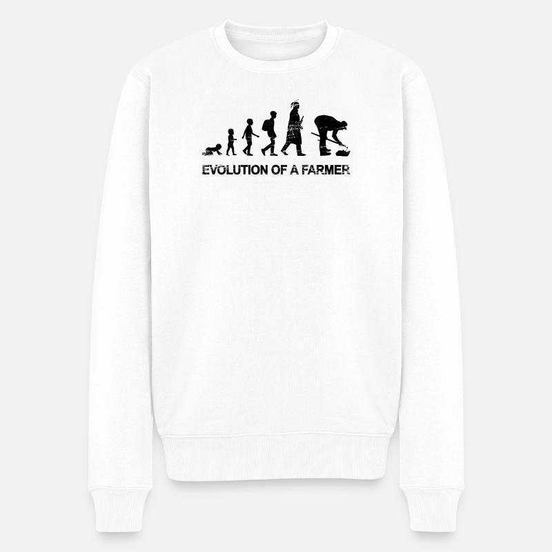 Entwicklung eines Bauers - Männer Premium Bio Pullover - Weiß