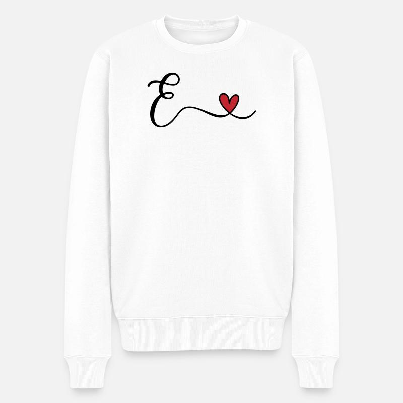 Letter E Monogram - Men's Premium Organic Jumper - white