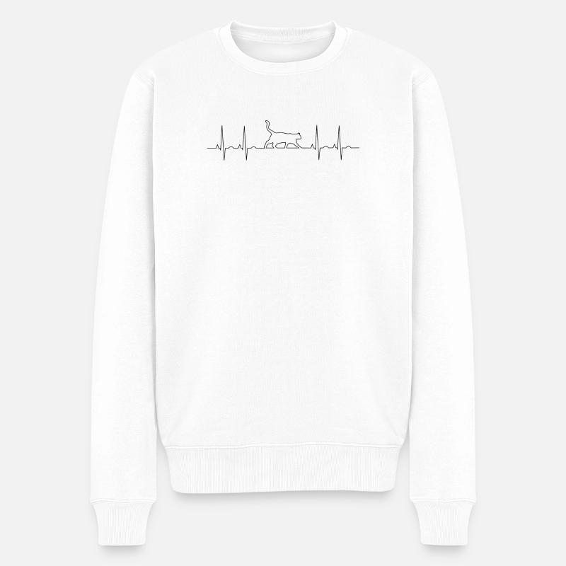 Katze - Männer Premium Bio Pullover - Weiß