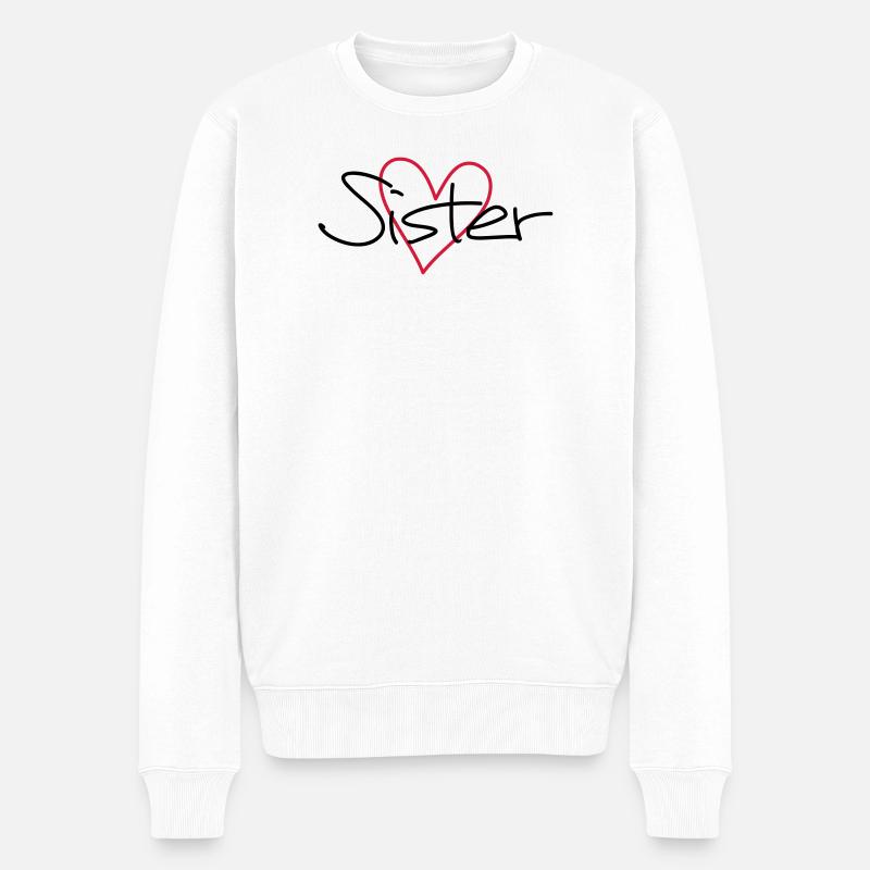Sister Herz Geschenk Schwesterherz - Männer Premium Bio Pullover - Weiß