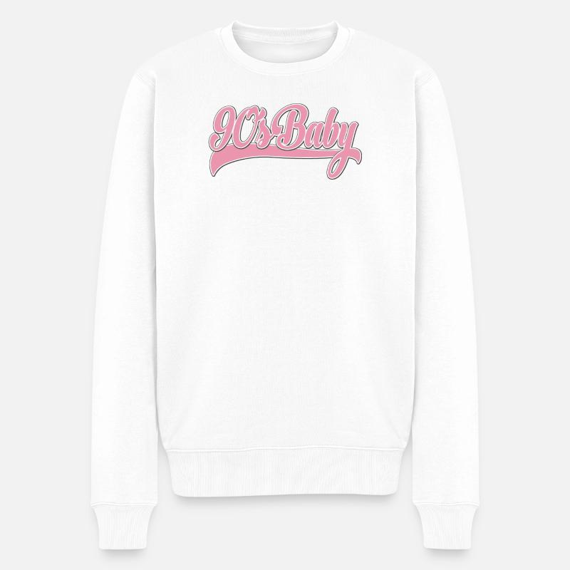 Script rétro rose bébé des années 90 - Pull Premium bio Homme - blanc