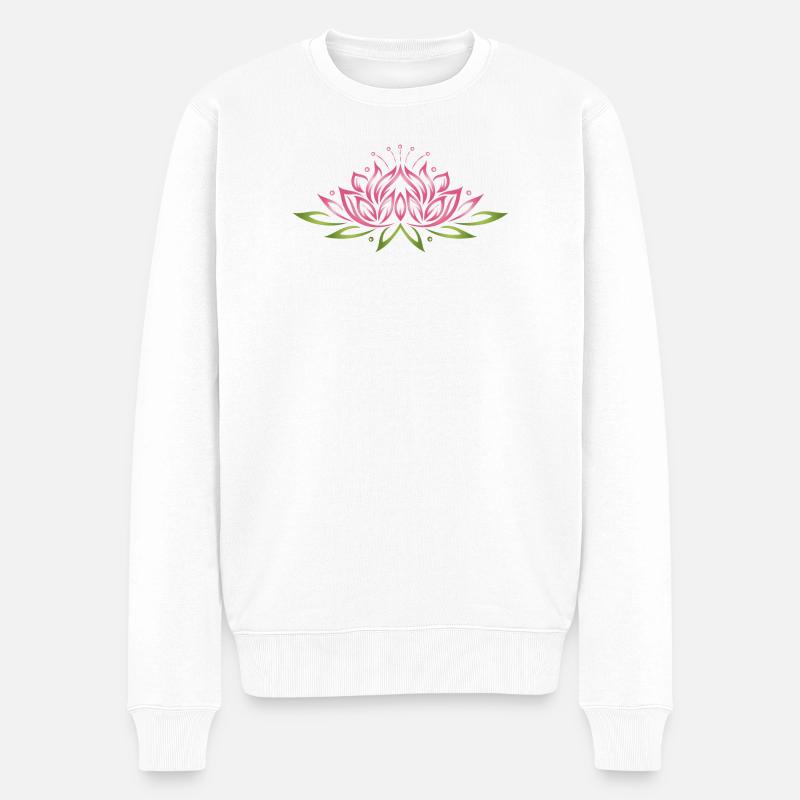 Grande fleur de lotus. Yoga. - Pull Premium bio Homme - blanc