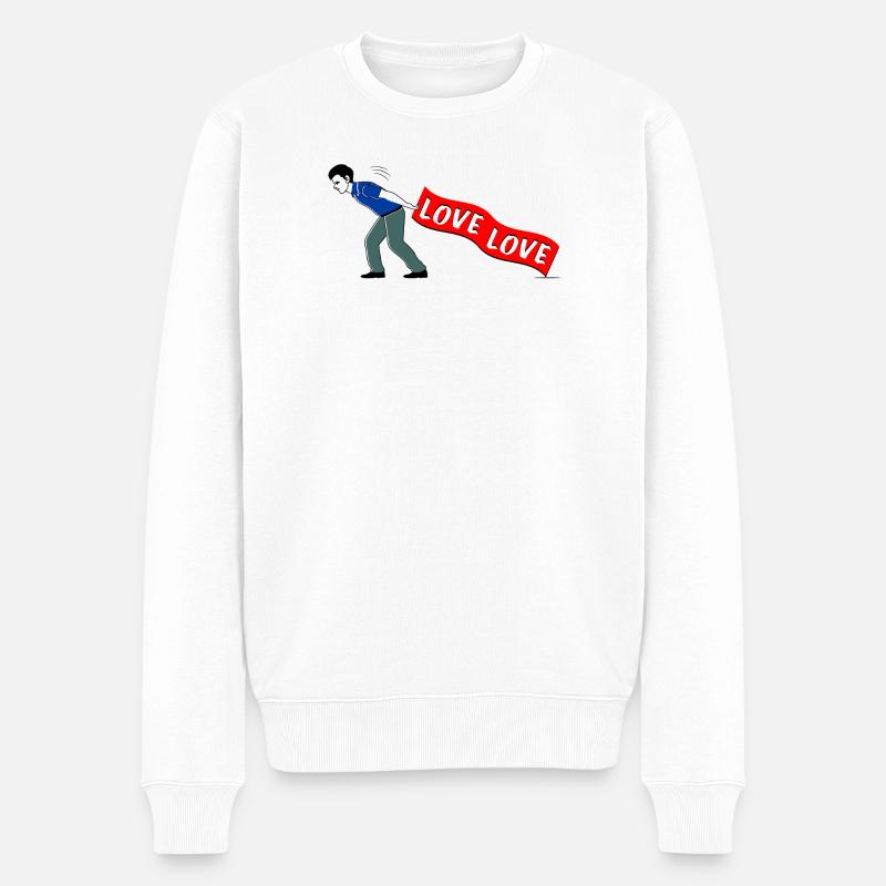 MEN PULL LOVE Banner - Männer Premium Bio Pullover - Weiß