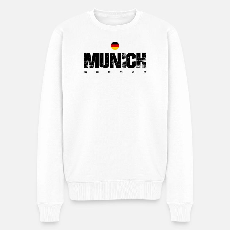 Deutsche Flagge Kreisförmiges Emblem - Männer Premium Bio Pullover - Weiß