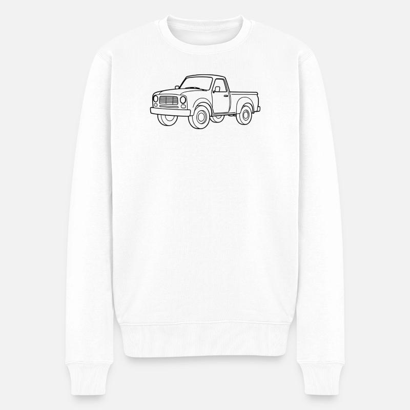 Minimalistic Pickup-Truck - Männer Premium Bio Pullover - Weiß