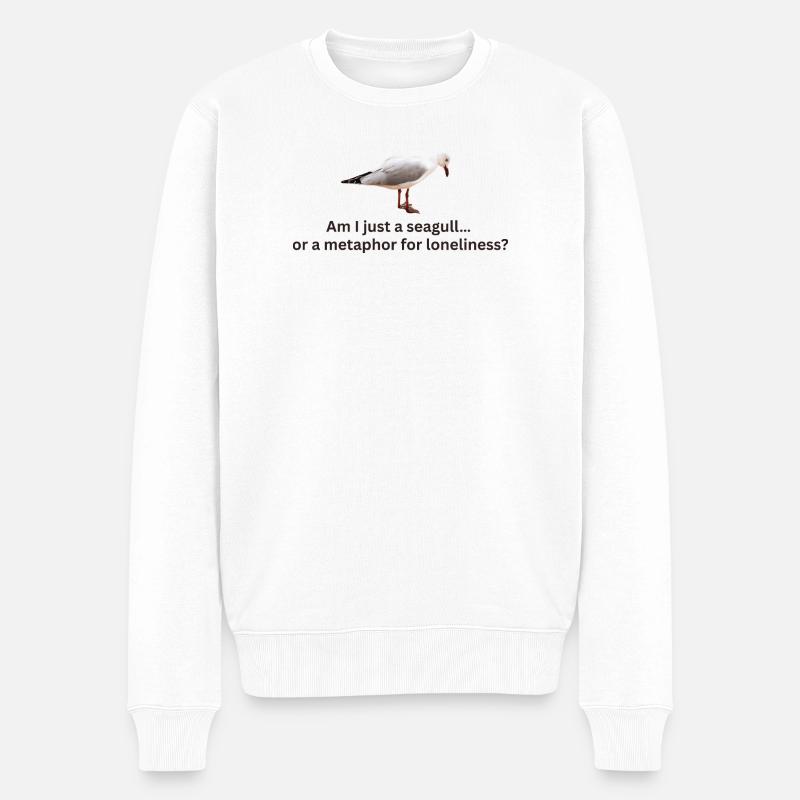 Möwe Einsamkeit Reflexion T-Shirt - Männer Premium Bio Pullover - Weiß