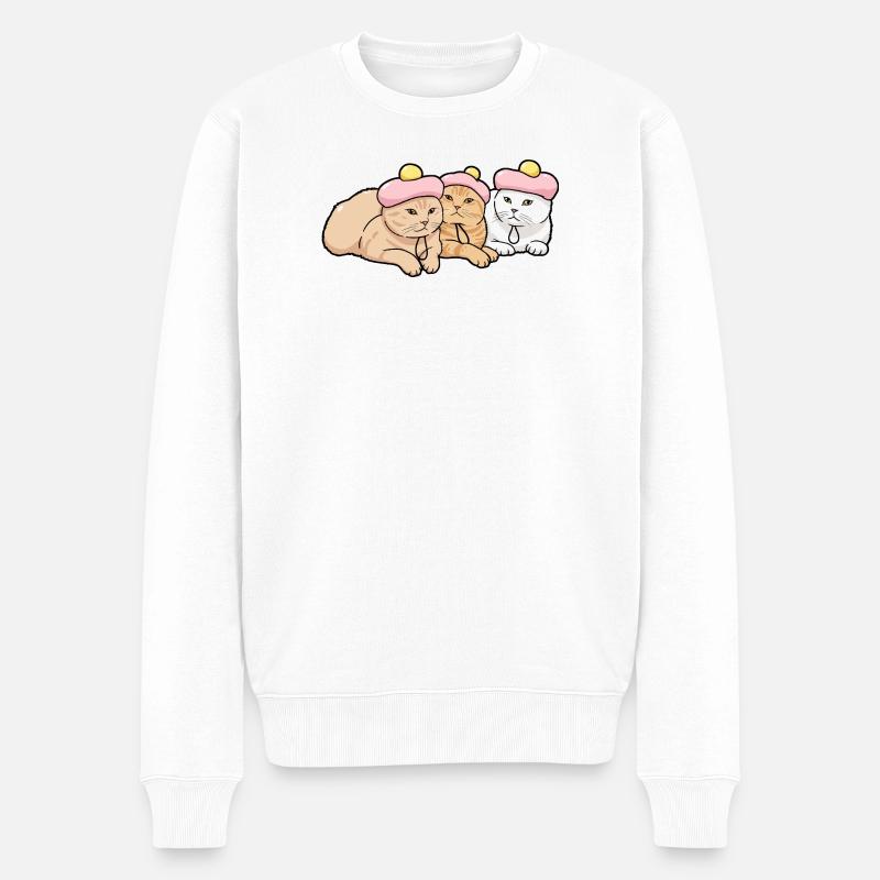Rosa Gebäck Hut Kätzchen - Männer Premium Bio Pullover - Weiß