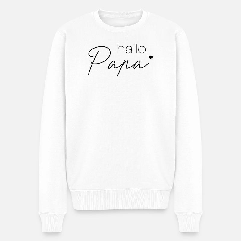 Hallo Papa - Männer Premium Bio Pullover - Weiß