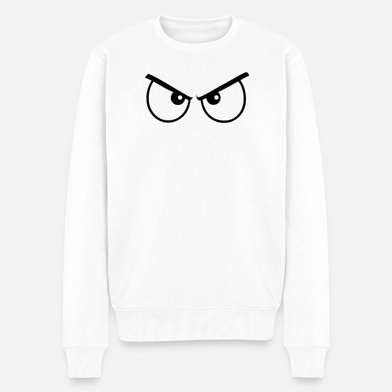 Wütende Augen - Männer Premium Bio Pullover - Weiß