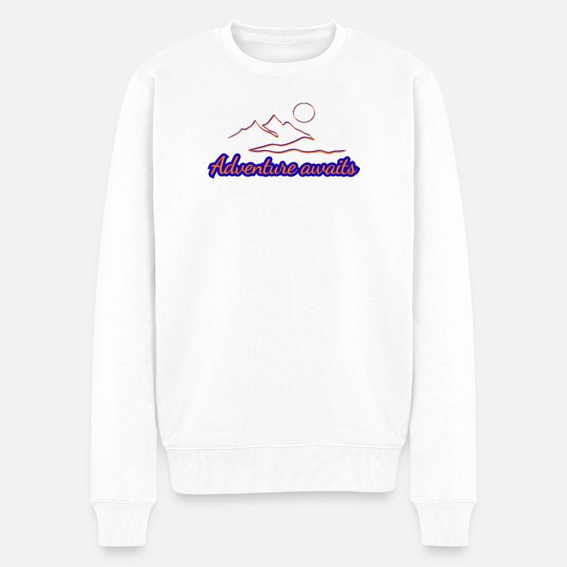 Berglandschaft Adventure Awaits - Männer Premium Bio Pullover - Weiß