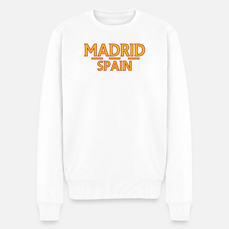 Madrid – Spanien - Männer Premium Bio Pullover - Weiß