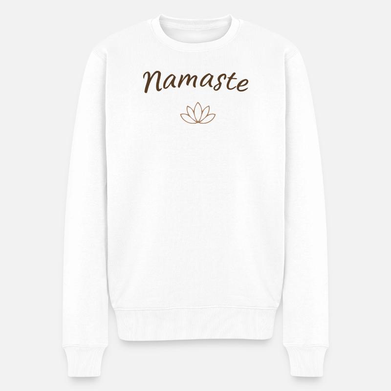 Namaste-Lotus-Bilanz - Männer Premium Bio Pullover - Weiß