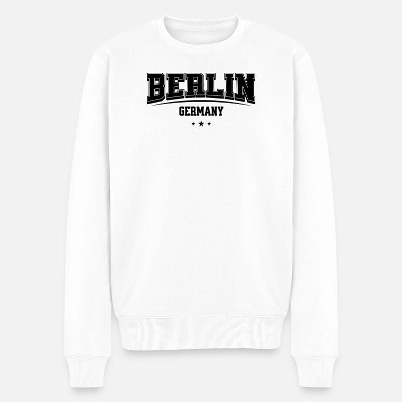 Berlin City Statement Design - Männer Premium Bio Pullover - Weiß