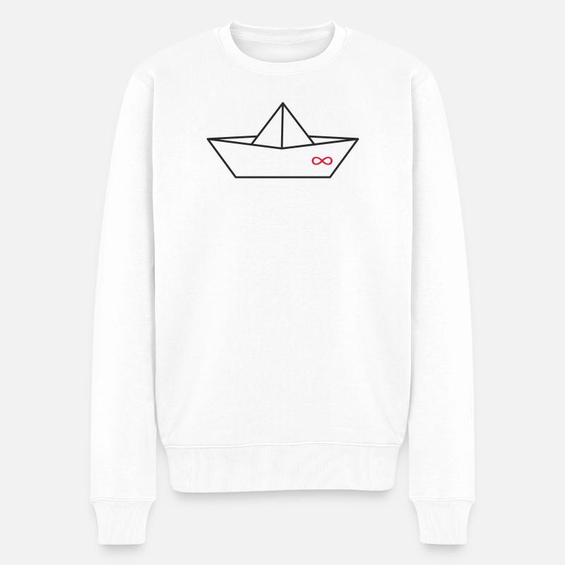 Unendlichkeitszeichen Origami-Boot - Männer Premium Bio Pullover - Weiß