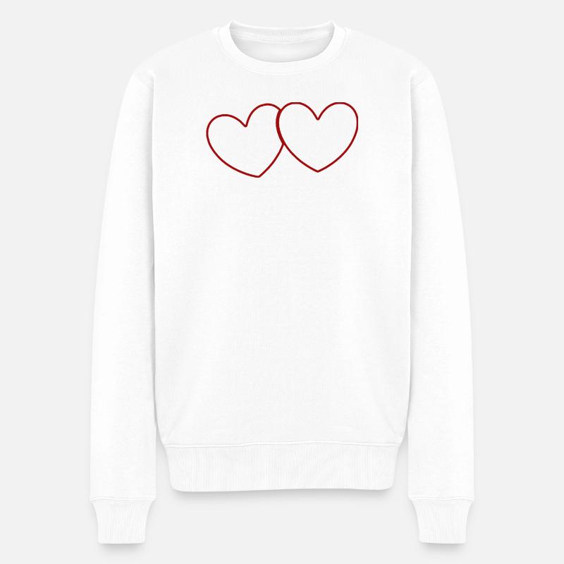 2 rote Herzen Herz Geschenk Valentinstag - Männer Premium Bio Pullover - Weiß
