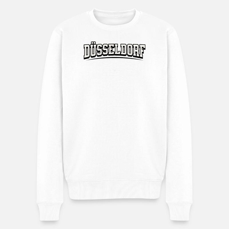 Düsseldorf Germany Blockschrift-Logo - Männer Premium Bio Pullover - Weiß