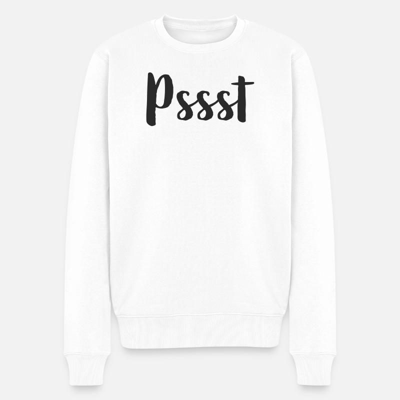 Pssst - Ruhe bitte - Männer Premium Bio Pullover - Weiß