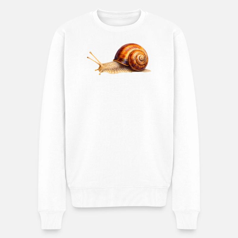 Zeitlos langsam – Detailreiche Schnecke - Männer Premium Bio Pullover - Weiß