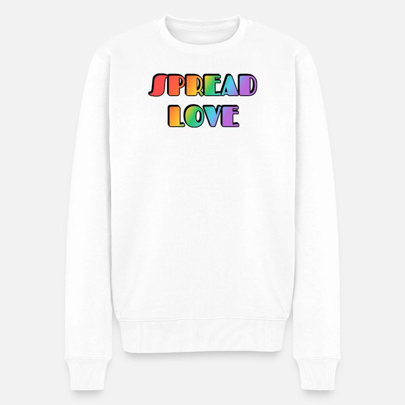 Typographie arc-en-ciel Spread Love - Pull Premium bio Homme - blanc