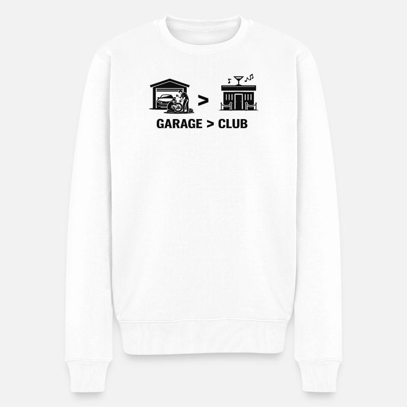 Garage vs Club Werkstatt Nacht - Männer Premium Bio Pullover - Weiß