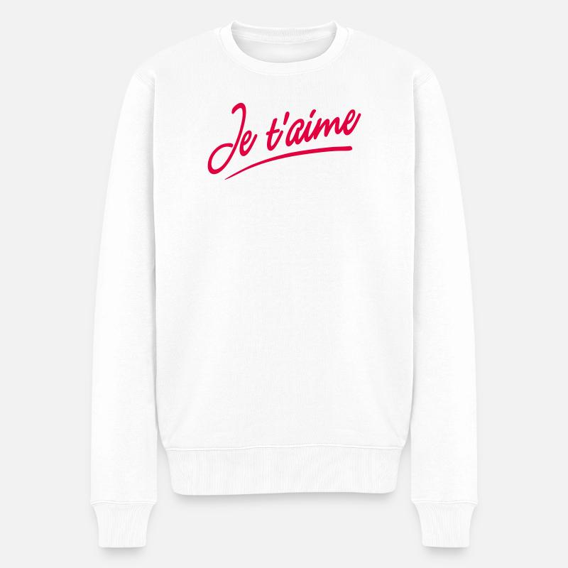 Je t'aime - Männer Premium Bio Pullover - Weiß