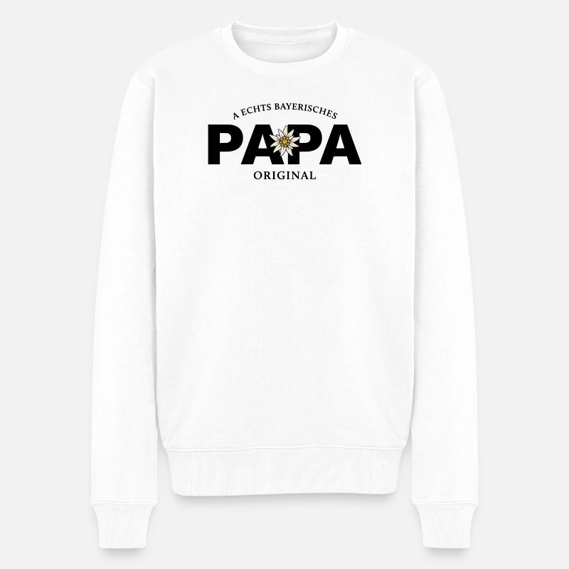 Bayerisches Original - Papa - Männer Premium Bio Pullover - Weiß