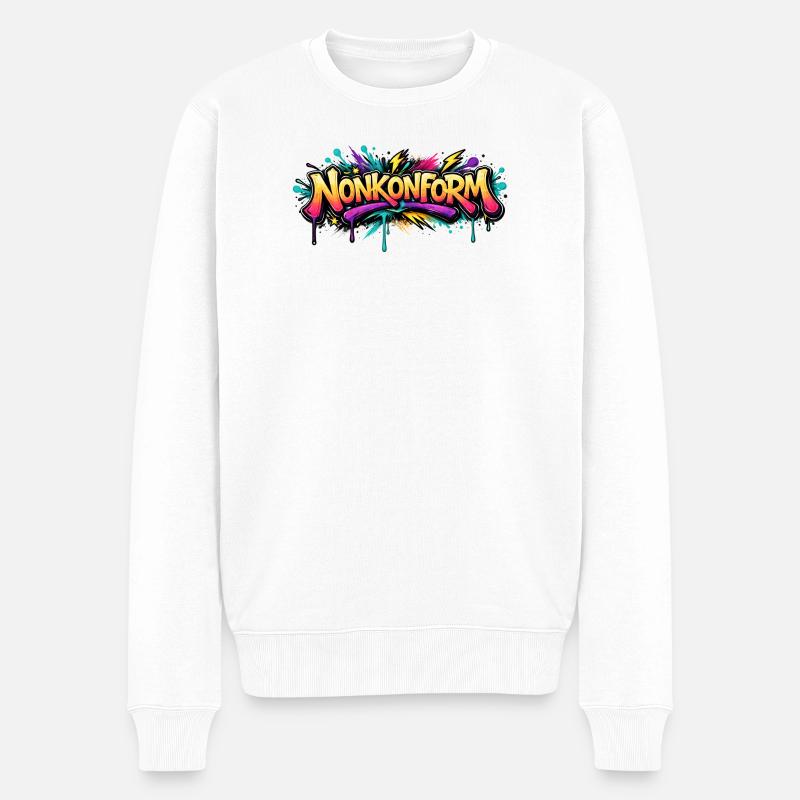 Nonkonform Graffiti  - Männer Premium Bio Pullover - Weiß