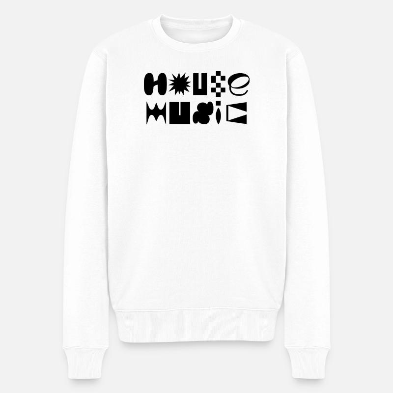 House-Music-Typografie-Logo-Design - Männer Premium Bio Pullover - Weiß