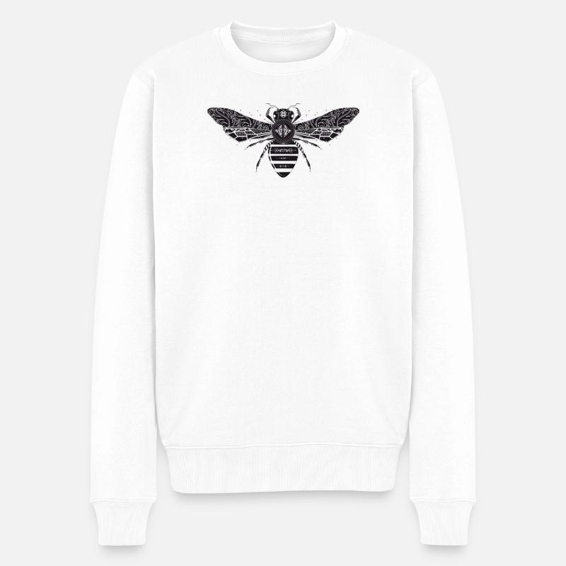 kunstvoll gestaltete Biene - Männer Premium Bio Pullover - Weiß