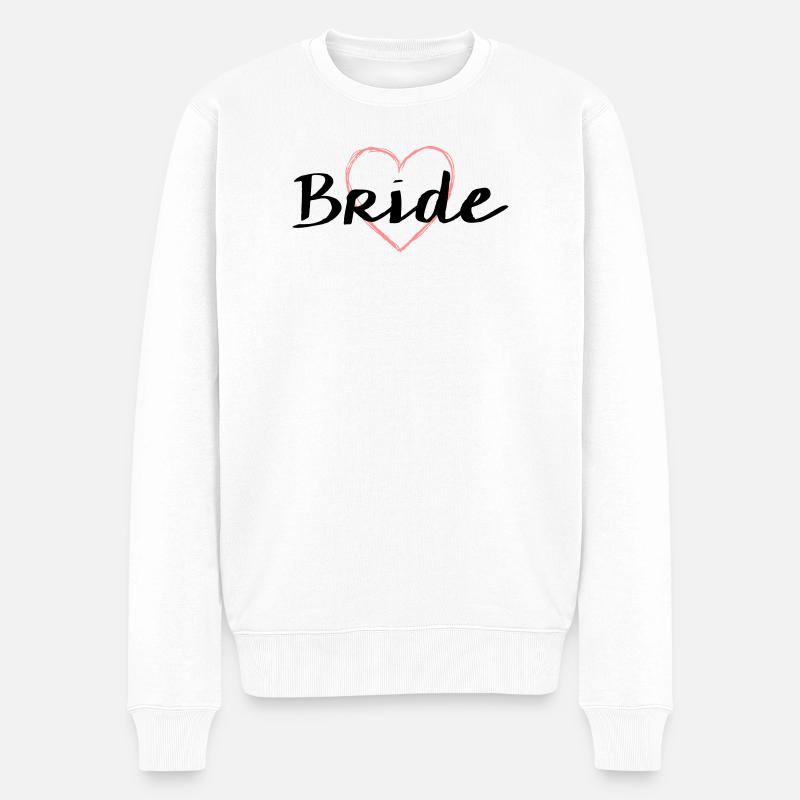 Bride Herz Junggesellenabschied Hochzeit - Männer Premium Bio Pullover - Weiß