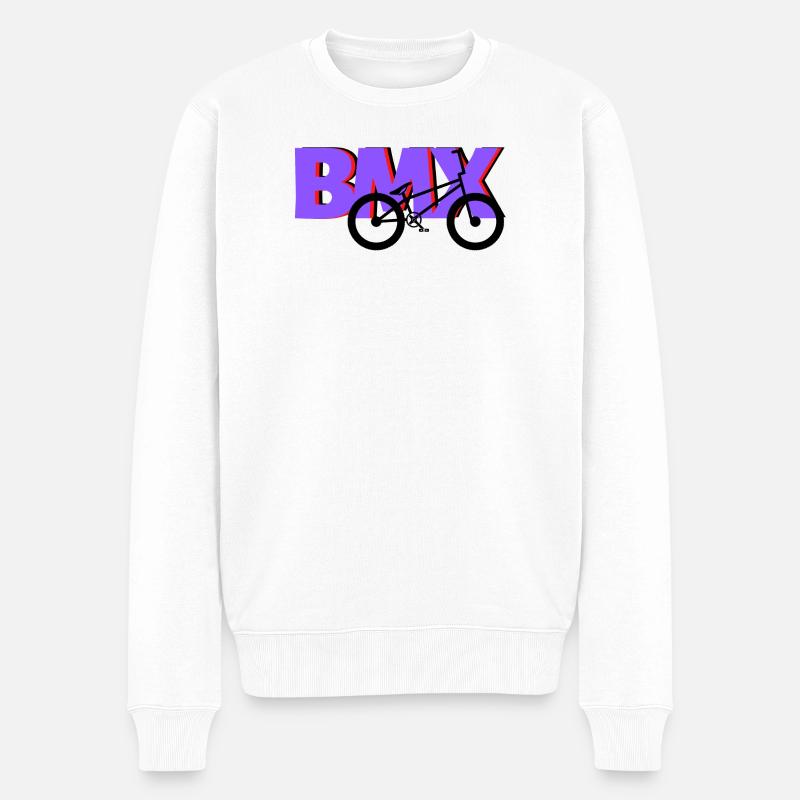 BMX Air Trick Shirt – Ride the Sky - Männer Premium Bio Pullover - Weiß