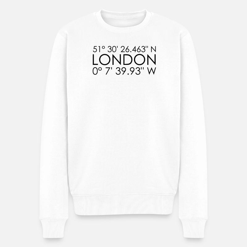 London Koordinaten - Männer Premium Bio Pullover - Weiß
