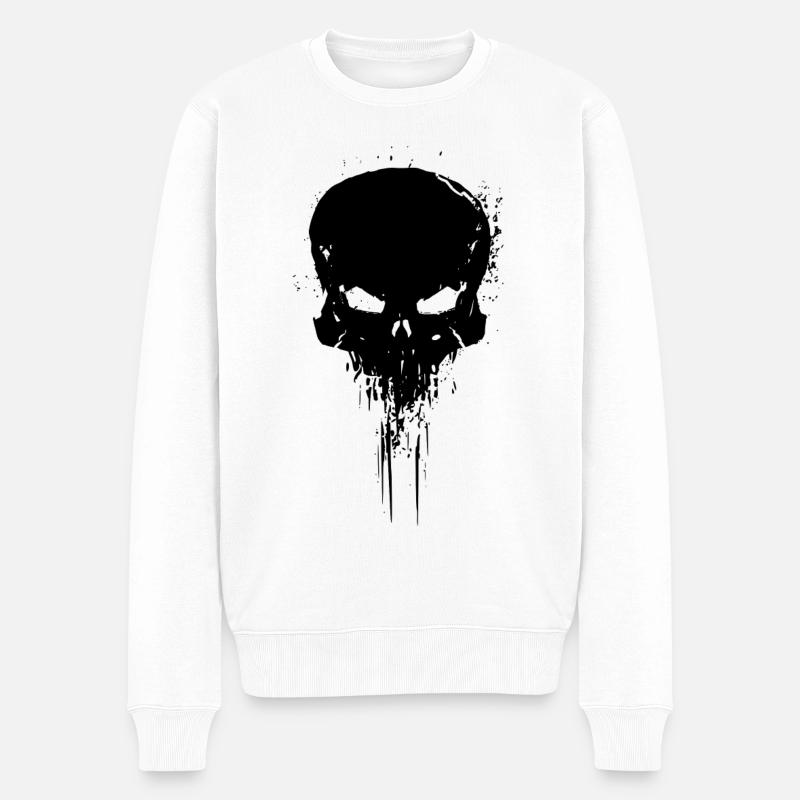 totenkopf motiv - Männer Premium Bio Pullover - Weiß