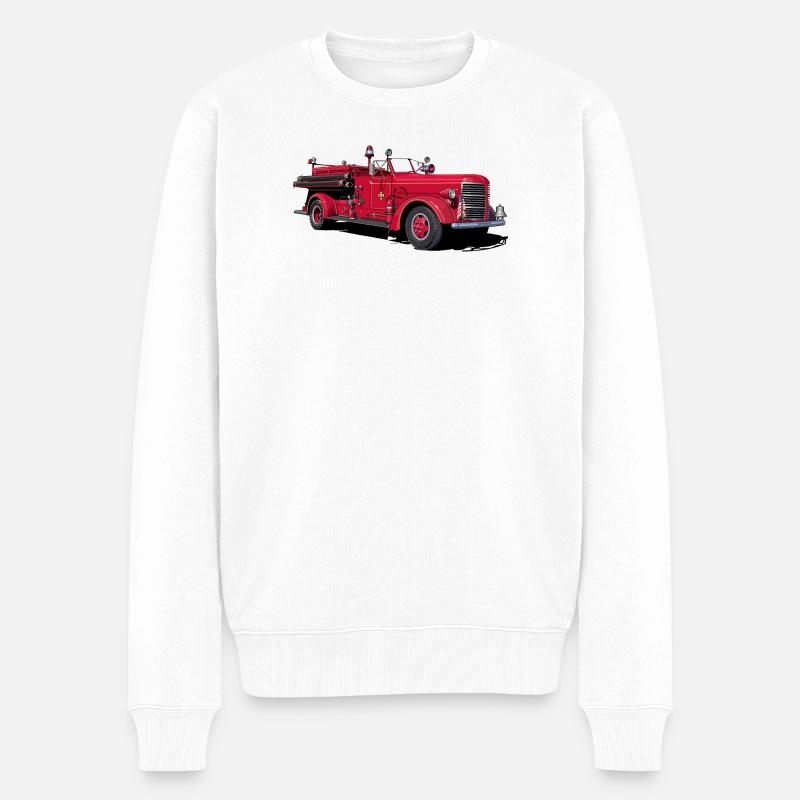 Feuerwehrauto Oldtimer - Männer Premium Bio Pullover - Weiß