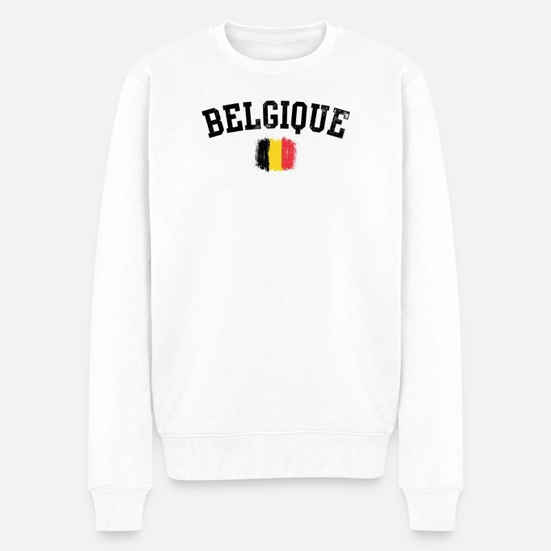 Pinselstrich der belgischen Flagge - Männer Premium Bio Pullover - Weiß