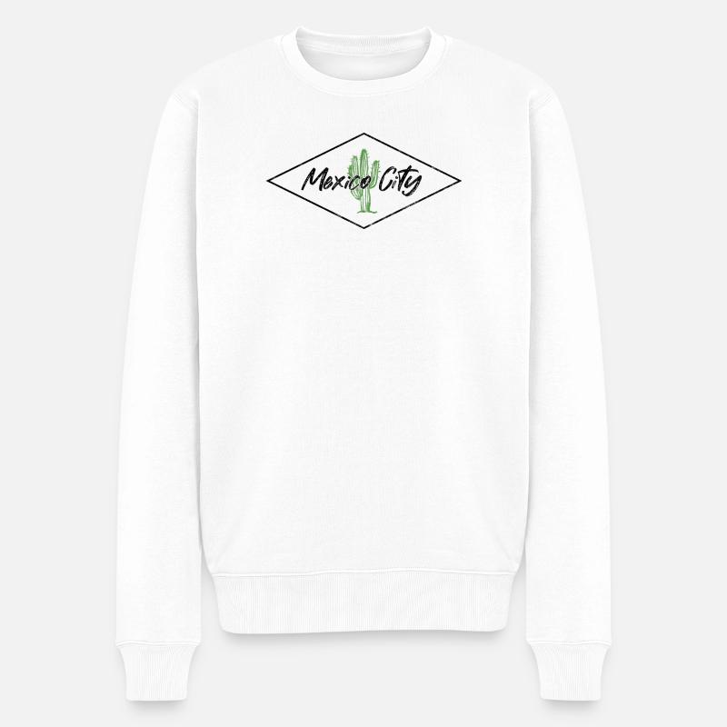 Œuvres d’art du cactus à Mexico - Pull Premium bio Homme - blanc